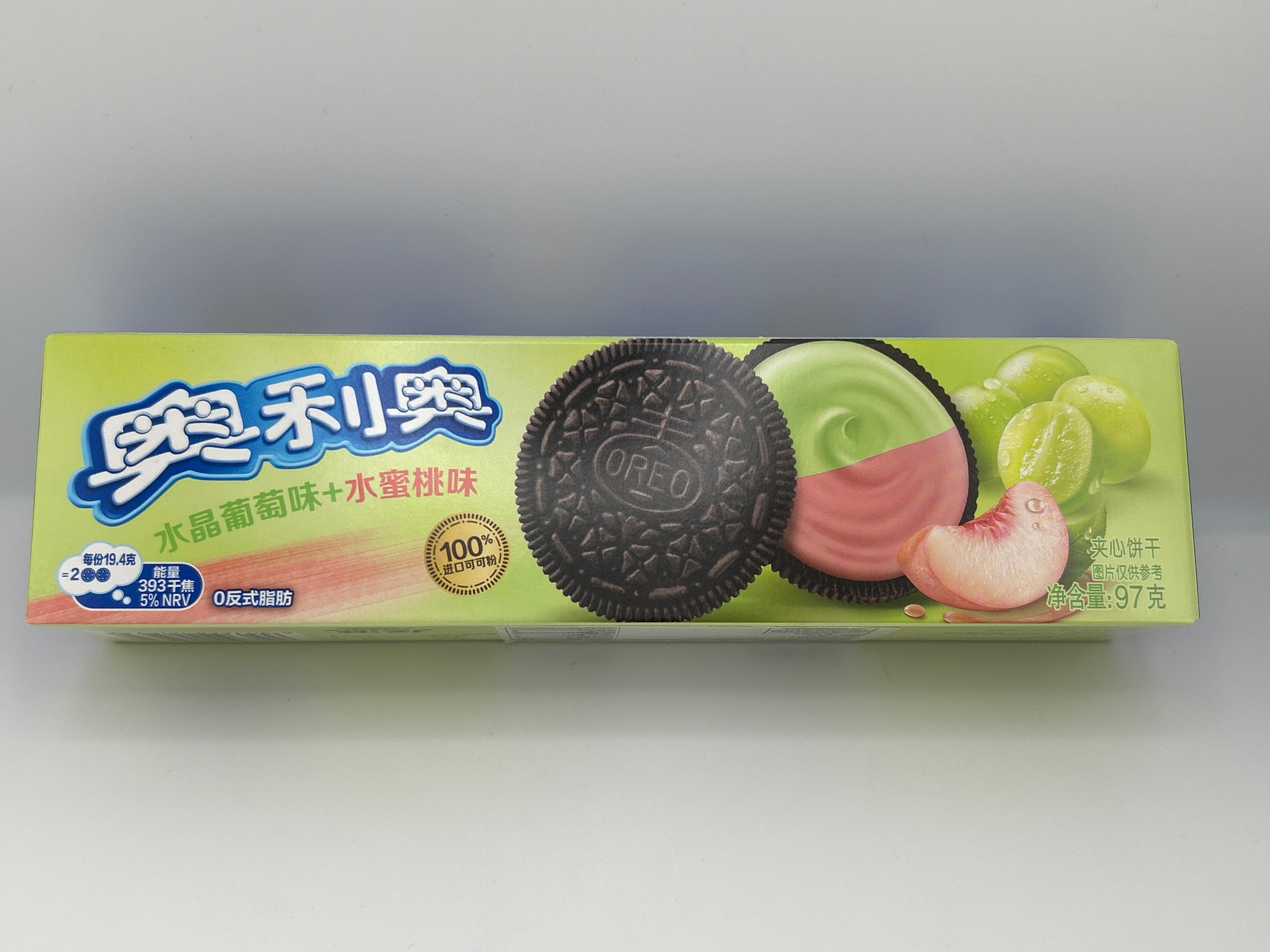 Oreo crystal grape and peach flavor
